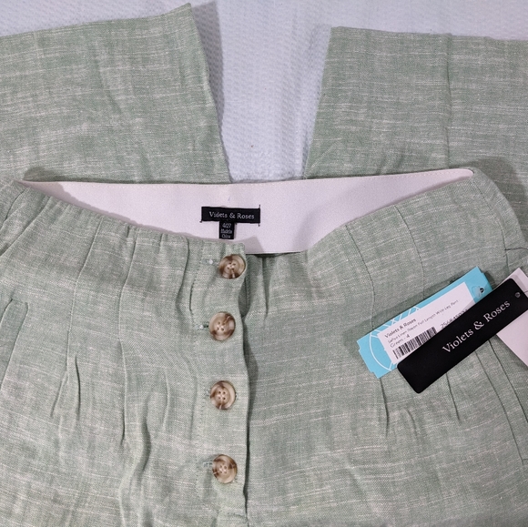 💚 Violets & Roses Green Linen Pants NWT Size M STITCH FIX - Picture 3 of 9